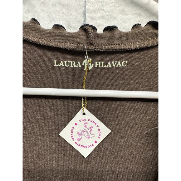 Laura Hlavac Ruffle Duster Sweater Cardigan Vest Long Line S Steampunk Resort - Picture 4 of 9